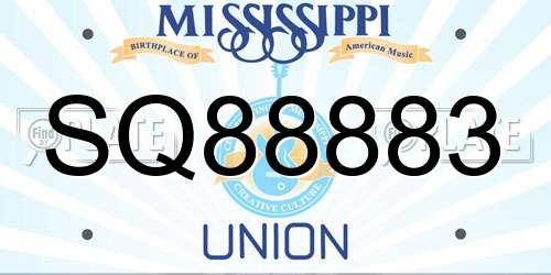 SQ88883 Mississippi License Plate