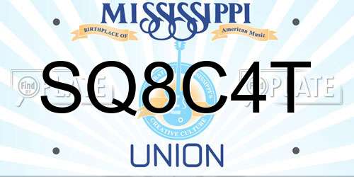 SQ8C4T Mississippi License Plate