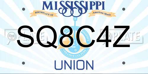 SQ8C4Z Mississippi License Plate