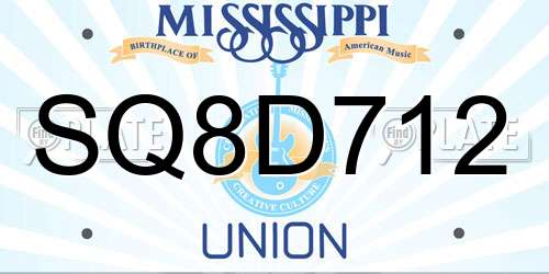 SQ8D712 Mississippi License Plate
