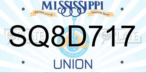 SQ8D717 Mississippi License Plate