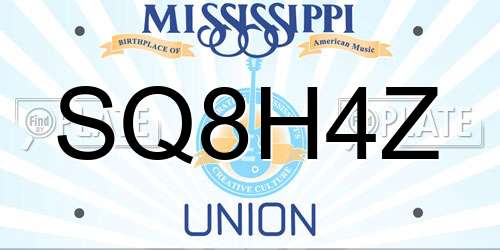 SQ8H4Z Mississippi License Plate