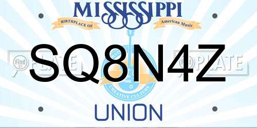 SQ8N4Z Mississippi License Plate