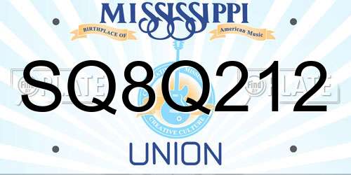 SQ8Q212 Mississippi License Plate