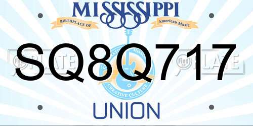 SQ8Q717 Mississippi License Plate