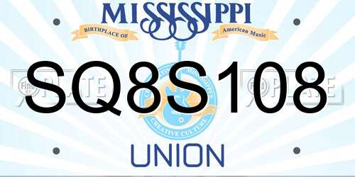 SQ8S108 Mississippi License Plate