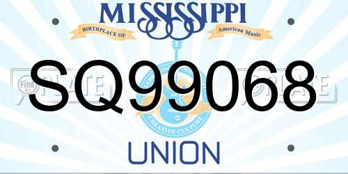 SQ99068 Mississippi License Plate