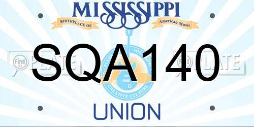 SQA140 Mississippi License Plate