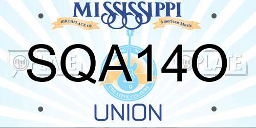 SQA14O Mississippi License Plate