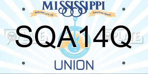 SQA14Q Mississippi License Plate