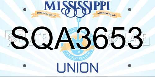 SQA3653 Mississippi License Plate