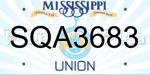SQA3683 Mississippi License Plate