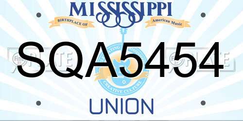 SQA5454 Mississippi License Plate