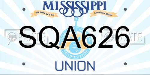 SQA626 Mississippi License Plate