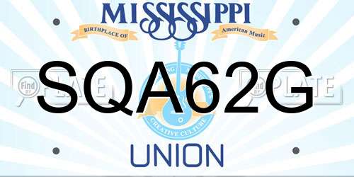 SQA62G Mississippi License Plate