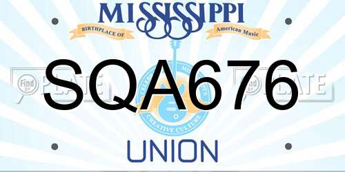 SQA676 Mississippi License Plate