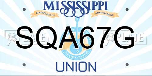 SQA67G Mississippi License Plate