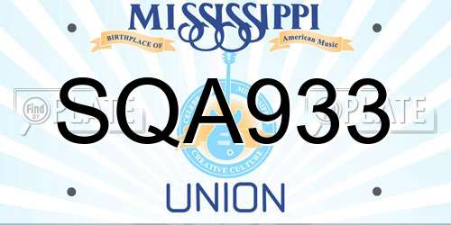 SQA933 Mississippi License Plate