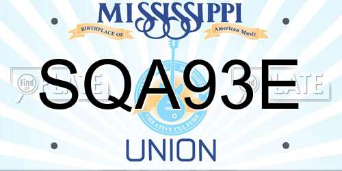 SQA93E Mississippi License Plate