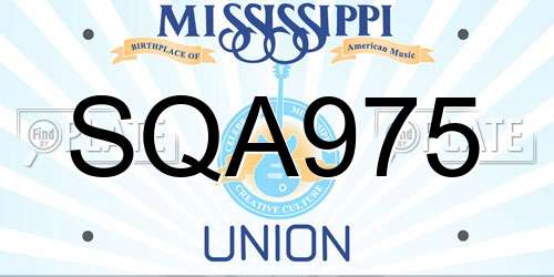 SQA975 Mississippi License Plate