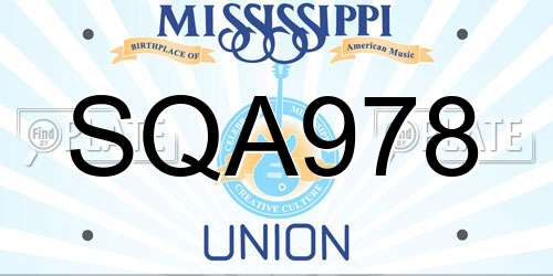 SQA978 Mississippi License Plate