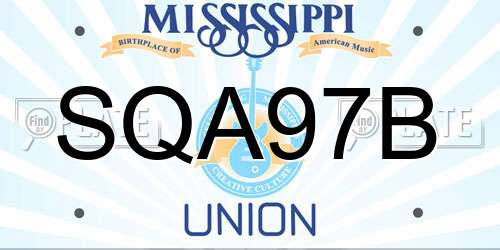 SQA97B Mississippi License Plate