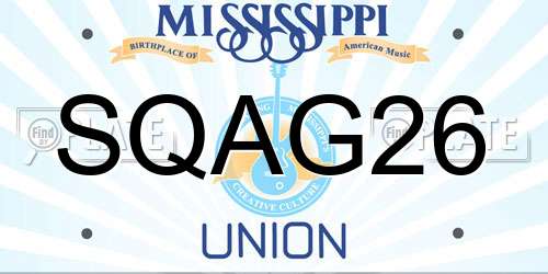 SQAG26 Mississippi License Plate