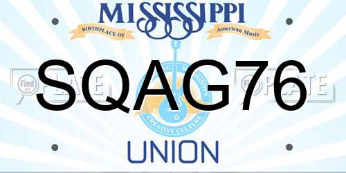 SQAG76 Mississippi License Plate