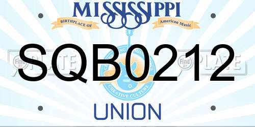 SQB0212 Mississippi License Plate