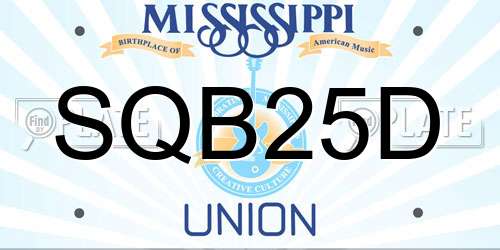 SQB25D Mississippi License Plate