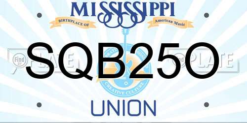 SQB25O Mississippi License Plate