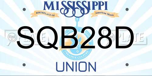SQB28D Mississippi License Plate