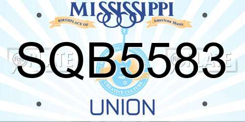 SQB5583 Mississippi License Plate