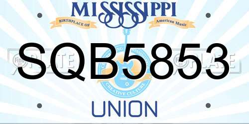 SQB5853 Mississippi License Plate