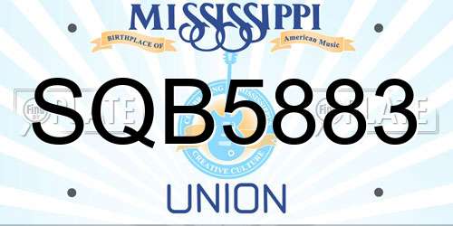 SQB5883 Mississippi License Plate