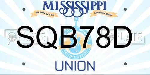 SQB78D Mississippi License Plate