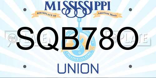 SQB78O Mississippi License Plate