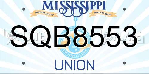 SQB8553 Mississippi License Plate