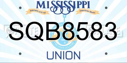 SQB8583 Mississippi License Plate