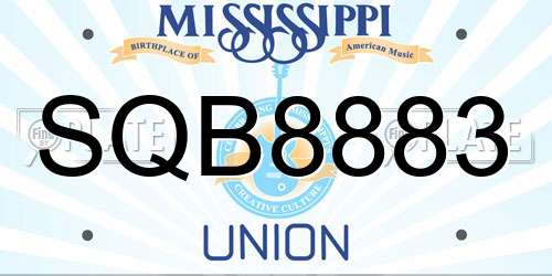 SQB8883 Mississippi License Plate