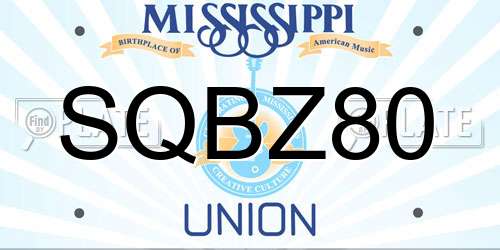 SQBZ80 Mississippi License Plate