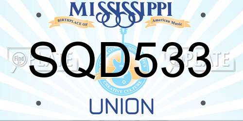 SQD533 Mississippi License Plate