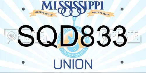 SQD833 Mississippi License Plate