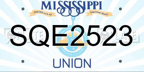 SQE2523 Mississippi License Plate
