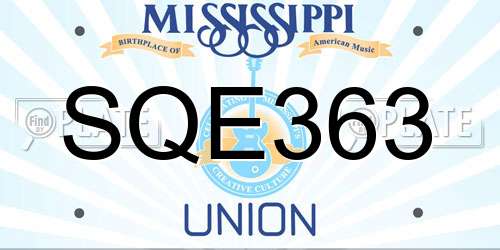 SQE363 Mississippi License Plate
