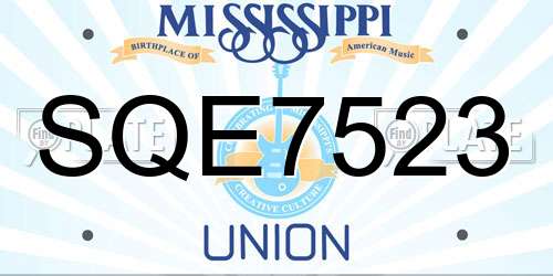 SQE7523 Mississippi License Plate