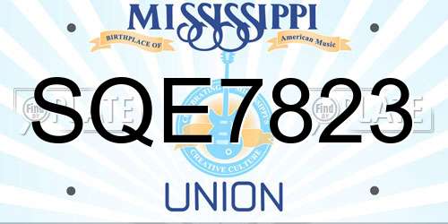 SQE7823 Mississippi License Plate