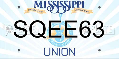 SQEE63 Mississippi License Plate