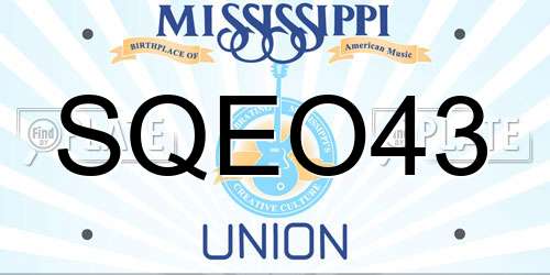 SQEO43 Mississippi License Plate