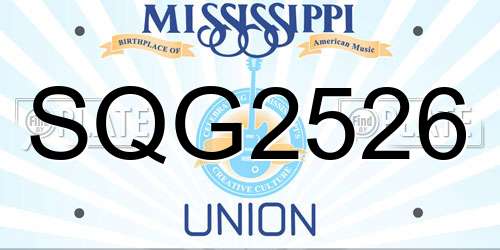 SQG2526 Mississippi License Plate
